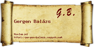 Gergen Balázs névjegykártya